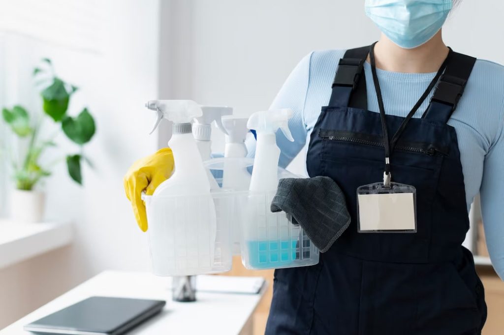 Person taking care of office cleaning