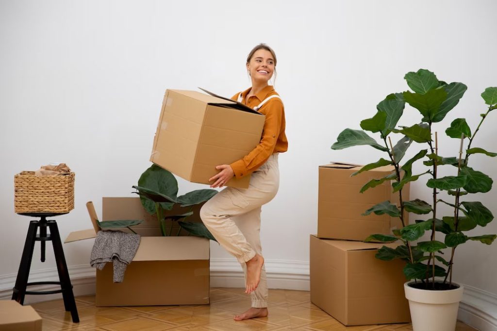 Young Woman Move in/Move out cleaning with her new home